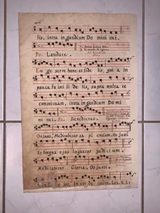 Gregorianischer Gesang Pergament Notenblatt in Latein (1650) - Bild 1 von 3