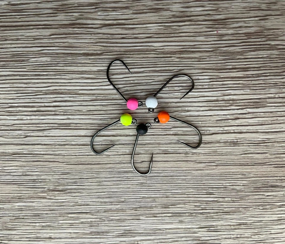 KNAPEK Haken mit Tungsten Bead, Tungsten Perle mit Haken, Micro Jig Haken, Angelhaken