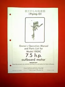 ESKA EXPLORER FLYING 0 7.5 HP OUTBOARD MOTOR MODEL # 1909C OWNER / PARTS MANUAL - Imagen 1 de 1