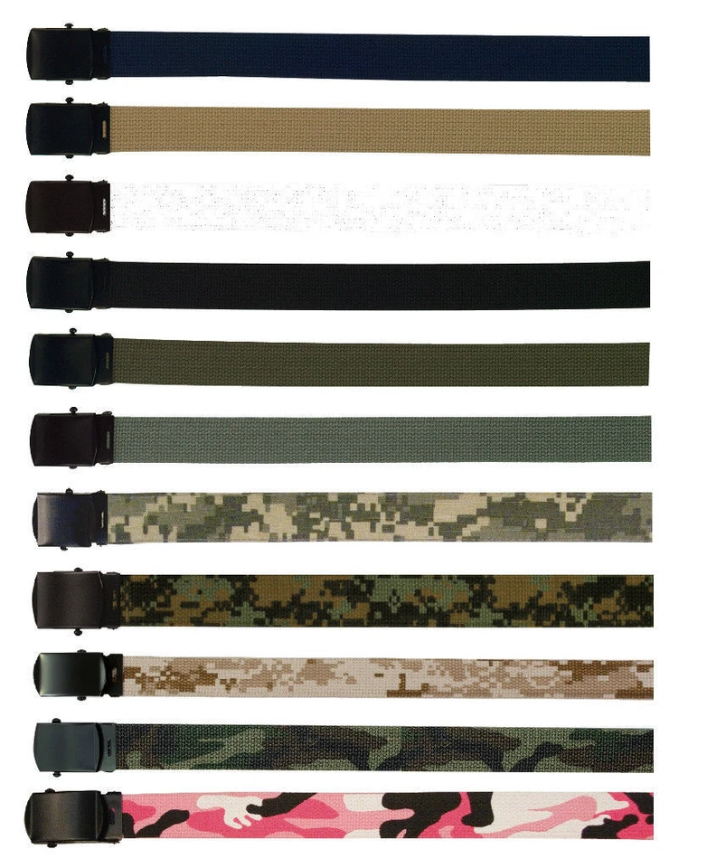 Cinturones de tela militar 100 % algodón camuflaje/colores sólidos 20 % de descuento LISTA Foto 1 de 1