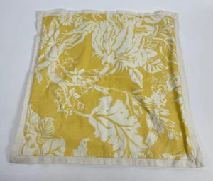 Pottery Barn Cotton Linen Blend Yellow Floral Pillow Sham 20" Square Throw - Picture 1 of 6