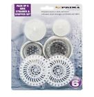 NEW 6PC SINK BATH STRAINER FOOD HAIR TRAP BASIN FILTER CHROME PLUG AND STOPPER