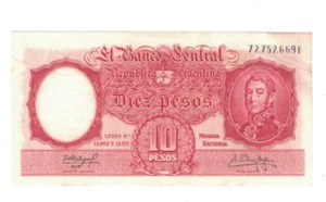 Argentina 10 Pesos 1960 PICK# 270c XF - AUNC. #1153 - Picture 1 of 2