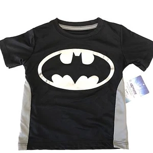 DC Comics Baby schwarz silber kurzärmliges Stretch Batman Logo sportliches Shirt 18 M - Bild 1 von 4
