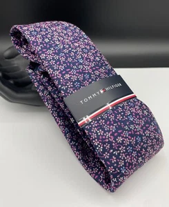 Tommy Hilfiger Men's Silk Blend Tie ~ Blue ~ Pink Floral ~ NEW MSRP: $69.50 - Picture 1 of 4