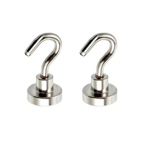 2 Pcs Magnetic Hooks Power Hook Magnet Holder Neodymium Rare Earth 5.5kg N52 D16 - Picture 1 of 1
