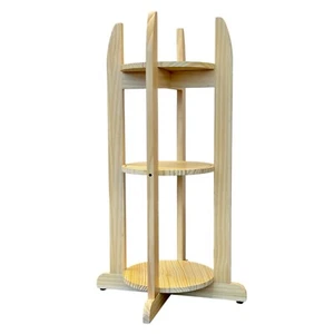 33' Natural Varnish Water Jug Dispenser Durable Wooden Floor Stand Plates Bottle - Picture 1 of 6