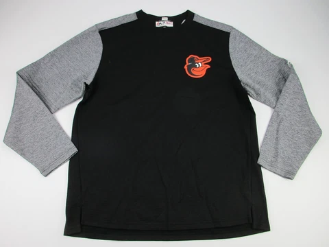 Mens Medium Baltimore Orioles Majestic Thermabase Authentic team issued pullover Cover