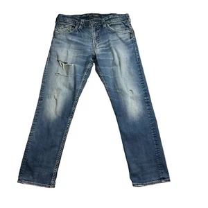 Silver Jeans Herren 36x31 (eigentlich) blau EDDIE Relaxed Fit Trashed Stretch Denim - Bild 1 von 17
