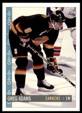 1992-93 O-Pee-Chee Greg Adams . Vancouver Canucks #365