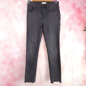 Madewell 9" High-Rise Skinny: Step Hem Edition Raw Black Distressed Size 27 - Picture 1 of 7