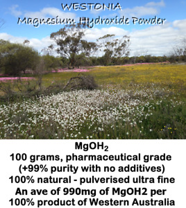 Magnesium Hydroxide Powder 100g. 100% natural Product of Westonia, W Australia