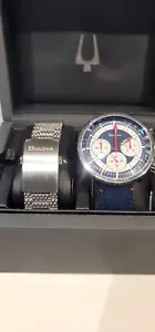 Bulova mens quartz chrono timepiece W/both S/S and Leather bands Sapphire cryst - Picture 1 of 10