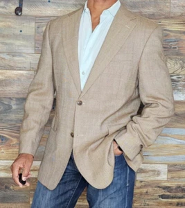 Arnold Brant Wool Bamboo Tan Check Double Vented Blazer Sport 41R *EXCELLENT* - Picture 1 of 11