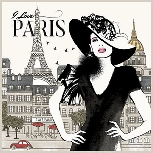 Stoff Kissen Panel Kunstleder Madame Paris 45 cm x 45 cm digital bedruckt - Bild 1 von 1