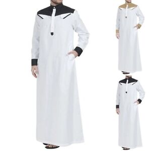 Elegante abito musulmano a tunica lunga da uomo vestibilit�� sciolta caftano sau