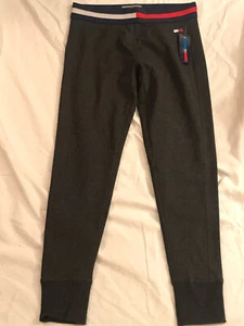 Tommy Hilfiger Sport Gray Leggings Jogger Womens M Striped Logo Waist Cropped - Picture 1 of 8