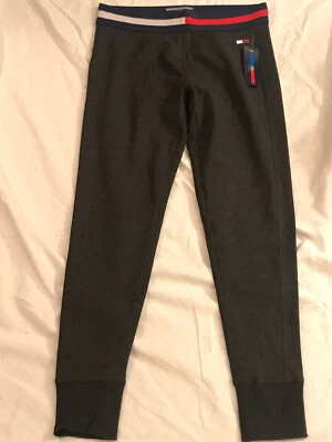Tommy Hilfiger Sport Gray Leggings Jogger Womens M Striped Logo Waist Cropped - Image 1 of 4