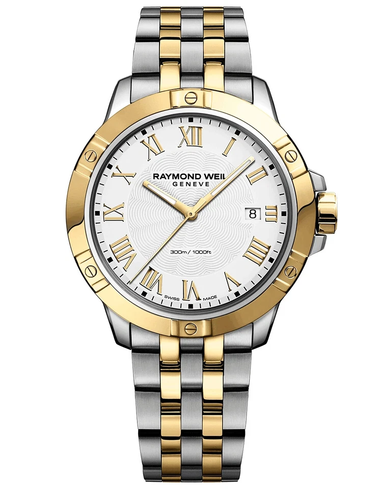 Raymond Weil Tango Quartz Watch PVD Gold White 41mm 8160-stp-00308