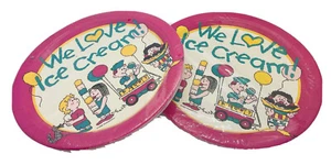Vintage - "We Love Ice Cream!" 8 3/4 inch Paper Plates - 24 Count Total - NEW - Picture 1 of 5