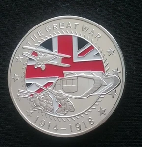 WORLD WAR 1 SILVER PLATED COIN , THE GREAT WAR (1914 - 1918) NEW - Picture 1 of 12