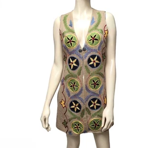Roja bestickte lange Weste Boho Western Cowgirl Zigeuner Perlen Tunika Blumenmuster Top - Bild 1 von 6