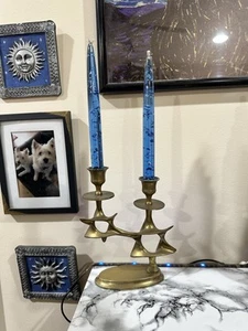 Meir Cohen Vintage Star of David Candle Holder Brass Candlestick Israel Judaica - Picture 1 of 1