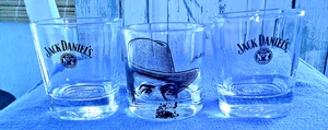 3 Jack Daniel's "OLD No 7 BRAND" 2 Squared Whiskey Glasses 1 Round - B3 - Picture 1 of 4