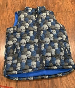 Old Navy Boys Skulls  Blue Puffer Vest, Large , Fun for Fall! - Picture 1 of 7