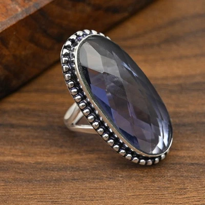 Iolite Gemstone Handmade 925 Sterling Silver Jewelry Ring For Christmas Gifts - Image 1 of 4