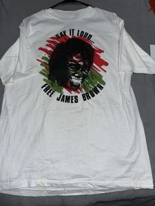 VTG 1980s Say It Loud Free James Brown Music Promo T-Shirt Size Large - Picture 1 of 7