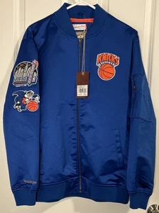 NUEVO CON ETIQUETAS Chaqueta Bomber Mitchell & Ness New York Knicks Vintage Logo Satinado NBA Talla M - Imagen 1 de 15
