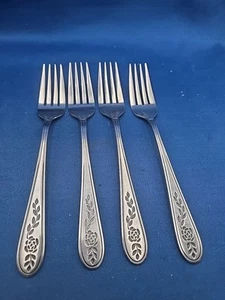 Menge 4 Rogers Stanley Roberts FLORAL MIST Edelstahl Tafelgabeln 7" - Bild 1 von 5