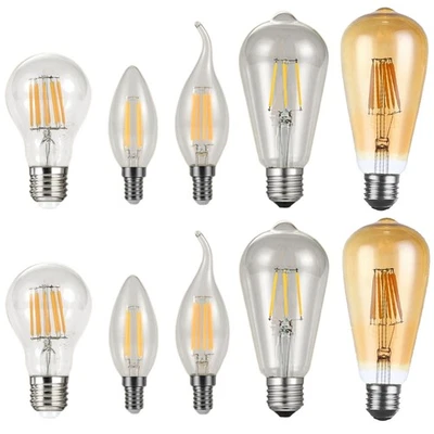 E14 E27 LED Vintage Filament Light Candle Globe Bulb 2W 4W 6W 8W ST64 220V - Image 1 of 4