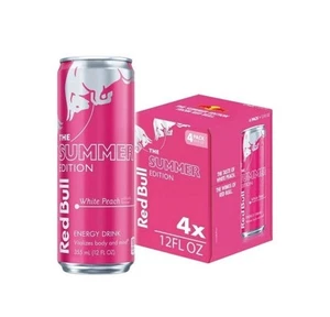 (4 Pack) Red Bull Summer Edition White Peach Energy Drink with Vitamins, 12 Oz - Picture 1 of 1