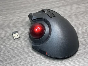 Elecom EX-G Pro Trackball Wireless Mouse Black M-XPT1MR & Receiver - Picture 1 of 3