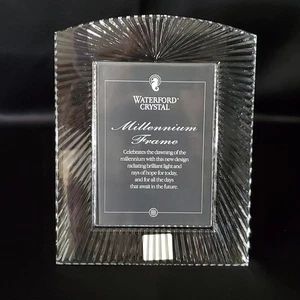 Waterford Crystal Picture Frame 5X7 Table Top Sunburst Line Grooves Arched Top - Picture 1 of 5