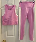 Pink and White Move Theology Top and Leggings Set Womens Sz Large NWT