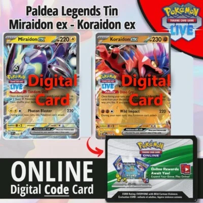 Pokemon Trading Card Game LIVE Miraidon Koraidon ex DIGITAL Codes x2 - Bild 1 von 3