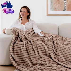 Nara Faux Mink Electric Heated Throw Blanket 200X180Cm Soft Plush Dense Faux Fur - Picture 1 of 12