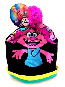 ABG DreamWorks ~ Trolls ~ World Tour Knit Set Pom Pom Beanie Hat With Gloves - Picture 1 of 3
