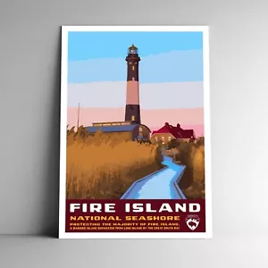 Fire Island National Seashore Reiseposter Postkarte New York USA mehrere Größen - Bild 1 von 4