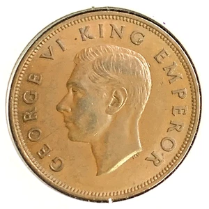 1942 🔥][ New Zealand Penny George VI 🔥 Brown Large Penny Size 🔥KM 13 - Picture 1 of 3