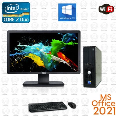 Fast Dell Desktop Computer PC Core2 Duo 1TB 8GB 23" WiFi PC Win10 MS OFFICE 2021 - Image 1 of 4