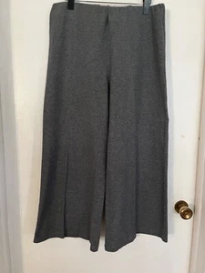 Ann Mashburn Women’s Faye Wide-Leg Pull-On Cropped Pant Grey 100% Cotton Size L - Picture 1 of 3