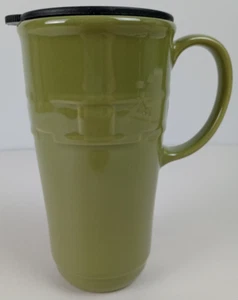 Longaberger Pottery Tall Olive Green Travel Coffee Mug 6.5" With Lid - Picture 1 of 7