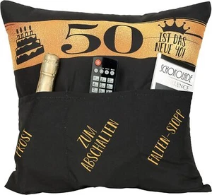 Dekokissen 50. GEBURTSTAG Kissen mit 3 Taschen zum selber Befüllen Geschenk  - Bild 1 von 5