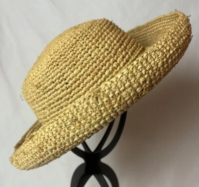 Sombrero de ganchillo de paja de rafia vintage Scala Firenze Italia para mujer protección solar Foto 1 de 4