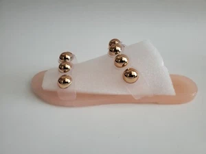 J. MANK Pink Jelly Sandal Slide Flat Studded Two Strap Poolside Beach Vacation  - Afbeelding 1 van 9