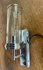 New Pottery Barn Frey Tube Single Sconce Wall Lamp, Chrome, Hammered Glass Shade - Picture 1 of 13